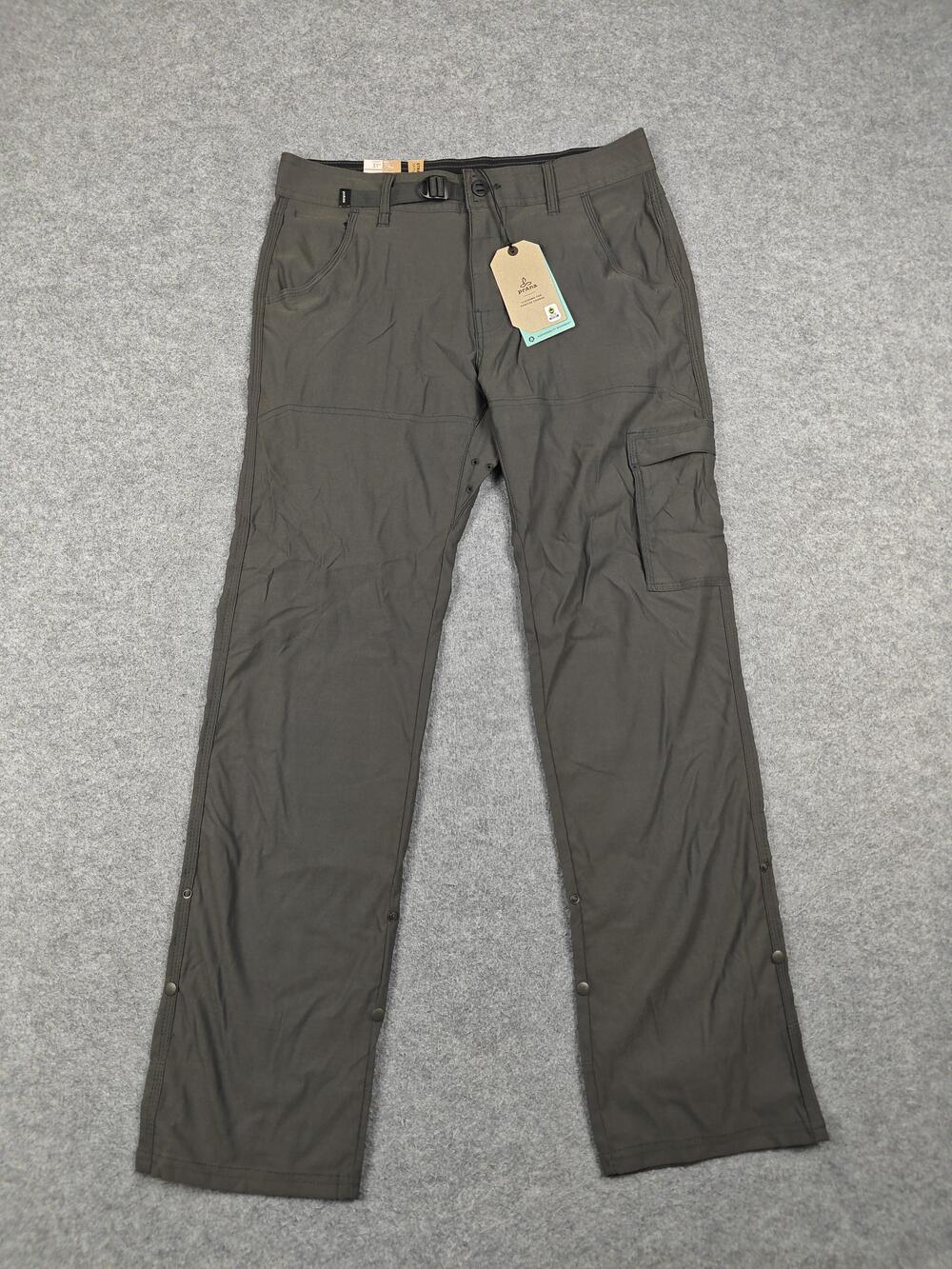 PrAna Pants Mens 31x32 Gray Stretch Zion Pant II Cargo Relaxed Fit Microfiber